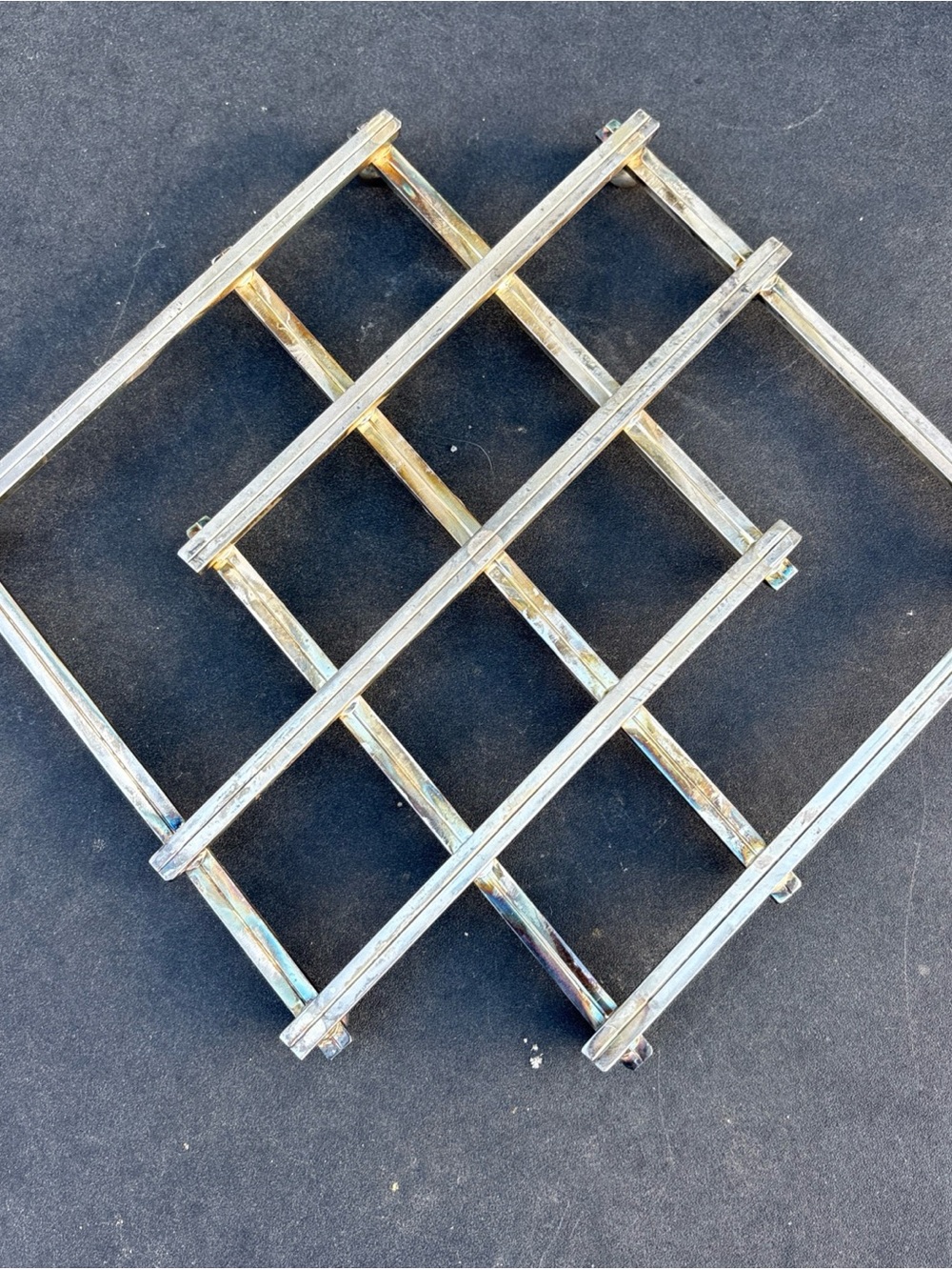 Collapsible Trivet or Coaster 1970’s MCM Stainless Steel Made in Hong Kong